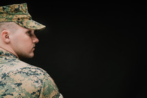 side profile of a Marine in uniform 