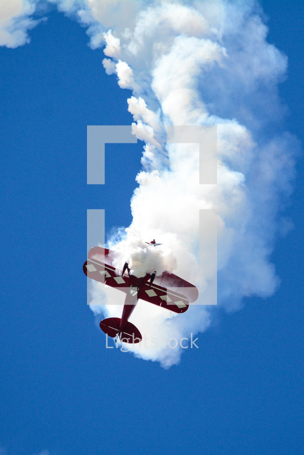 smoke from a stunt plane in flight 