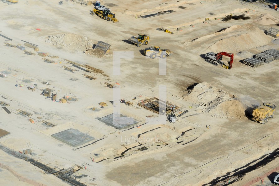 aerial view over a construction project 