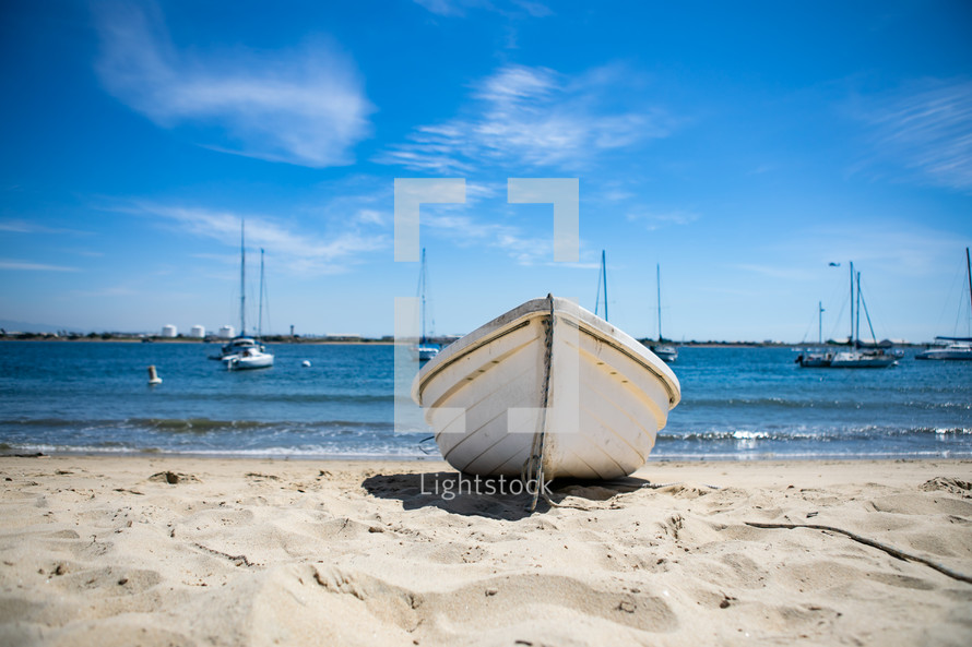 boat beached in sand 