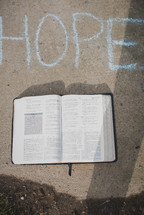 word Hope and open Bible 