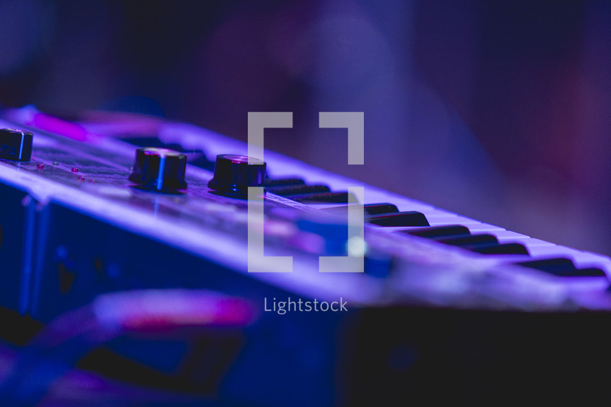 keyboard under stage lights 