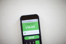 online giving on a cellphone screen 
