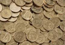 A pile of dollar coins.