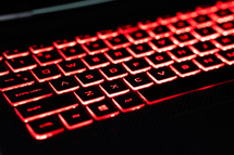 Red-lit gaming keyboard