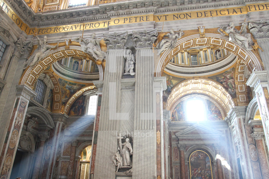 Light beaming through the windows of St. Peter's Basilica in Vatican City