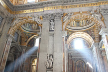 Light beaming through the windows of St. Peter's Basilica in Vatican City
