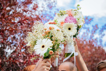 raised bridal bouquets 