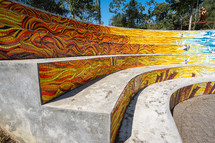 August 29, 2024. Rebeirao Pires, SP Brazil.
Mosaic artwork on the stairs at the Oriental Garden at Rebeiroa Pires.