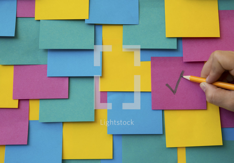 check mark and post-it note collage 