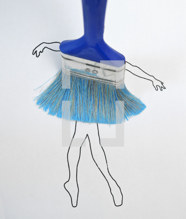 Conceptual ballerina draw and skirt from paint brush