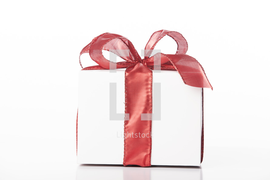 gift wrapped present on white. 