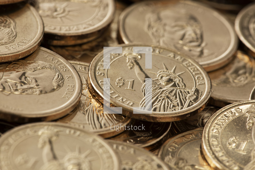 pile of dollar coins 