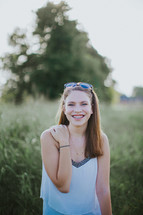 smiling teen girl with braces 