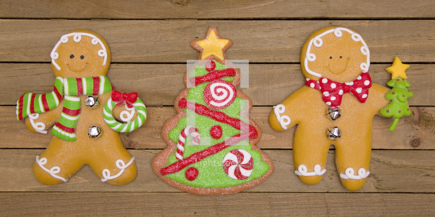 gingerbread man and Christmas tree cookie 