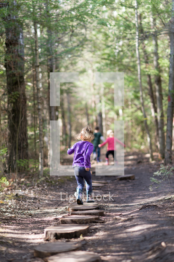 children on a nature trail 