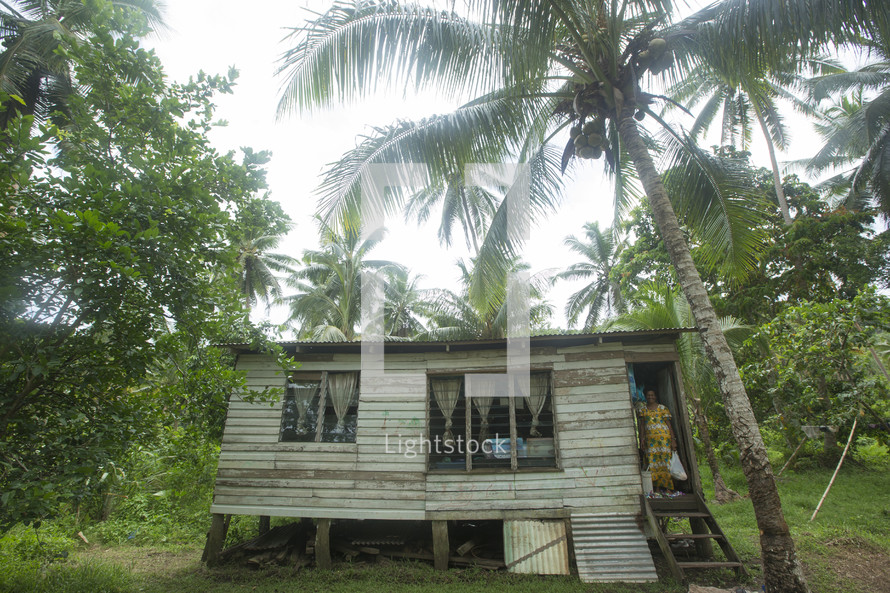 small cabin house on a tropical island