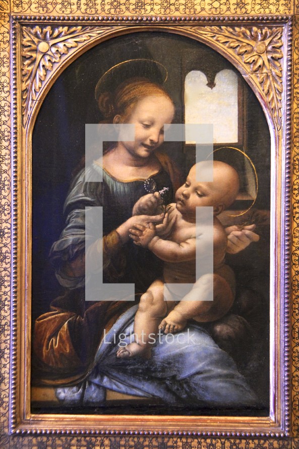 youthful Mary and baby Jesus painting 
