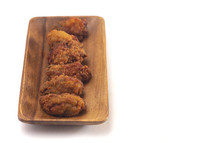 Breaded and Fried Oysters Isolated on a White Background