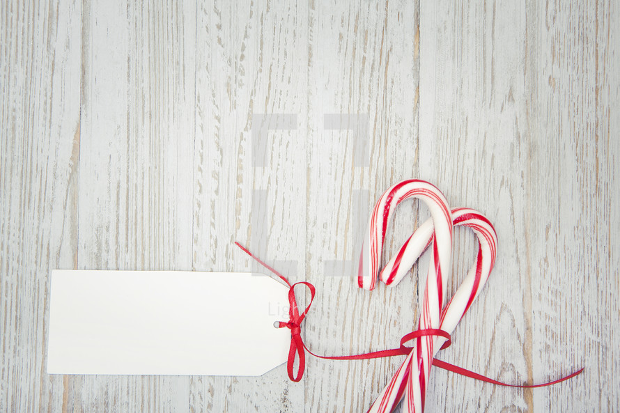 Candy Cane with Blank Gift Tag
