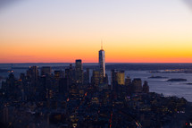 New York City skyline at sunset 
