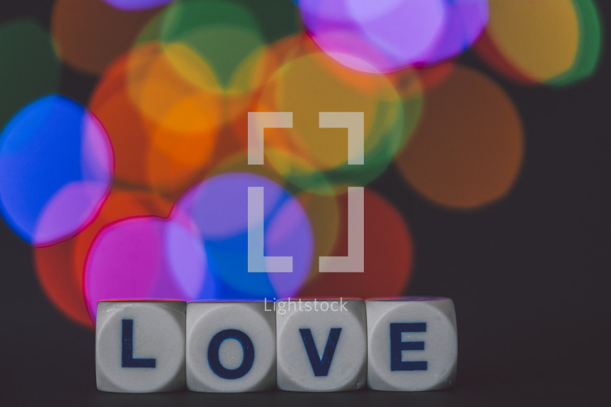 word love and bokeh lights 