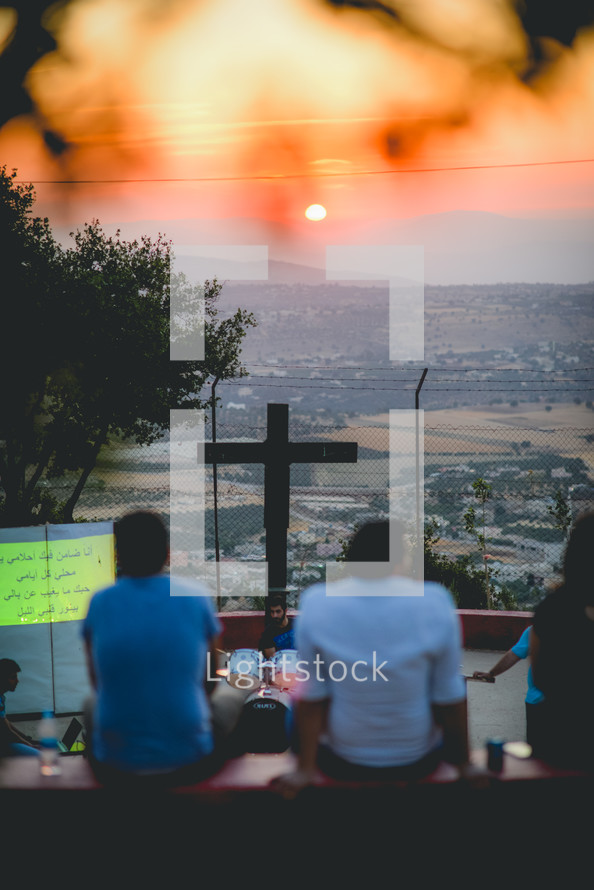 worship service on a mountaintop with valley view 