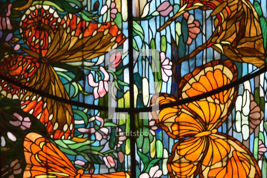 butterfly stained glass windows 