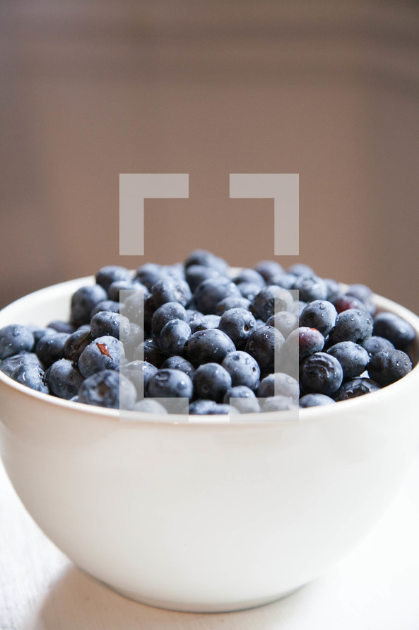 fresh picked blueberries in a bowl 
