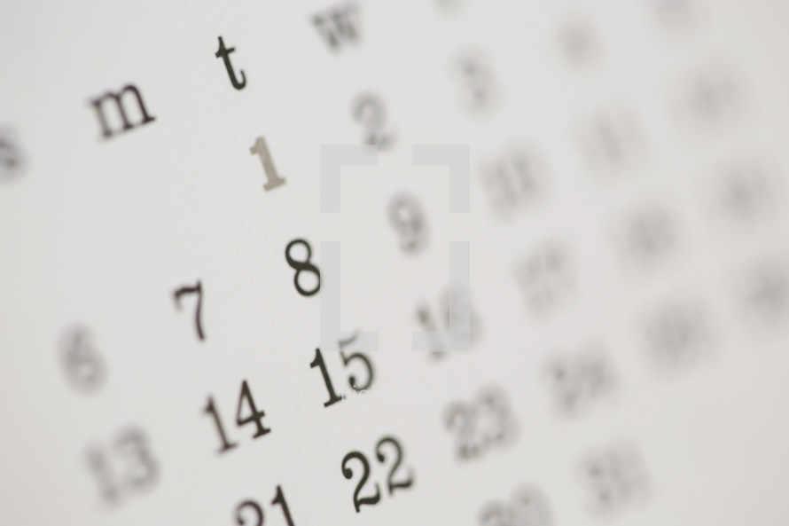 dates on a calendar 