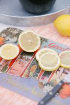 lemon on a cutting board 