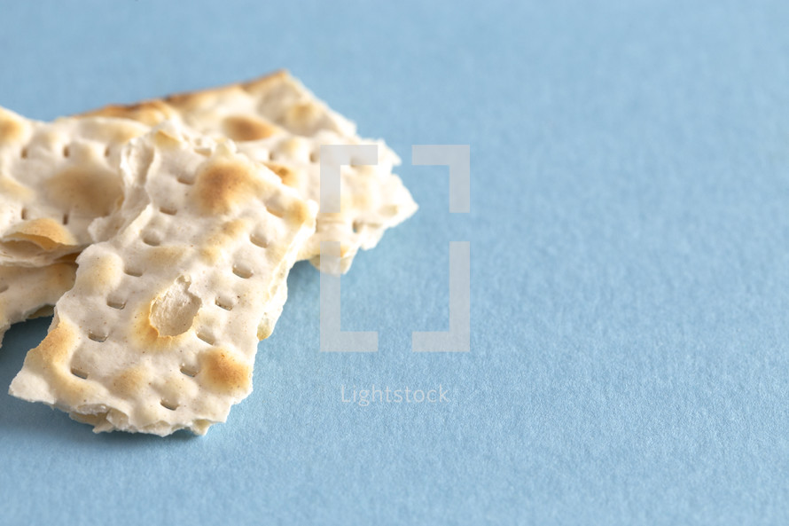 unleavened bread on a blue background 
