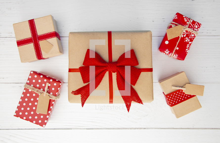 Christmas gifts on white background 