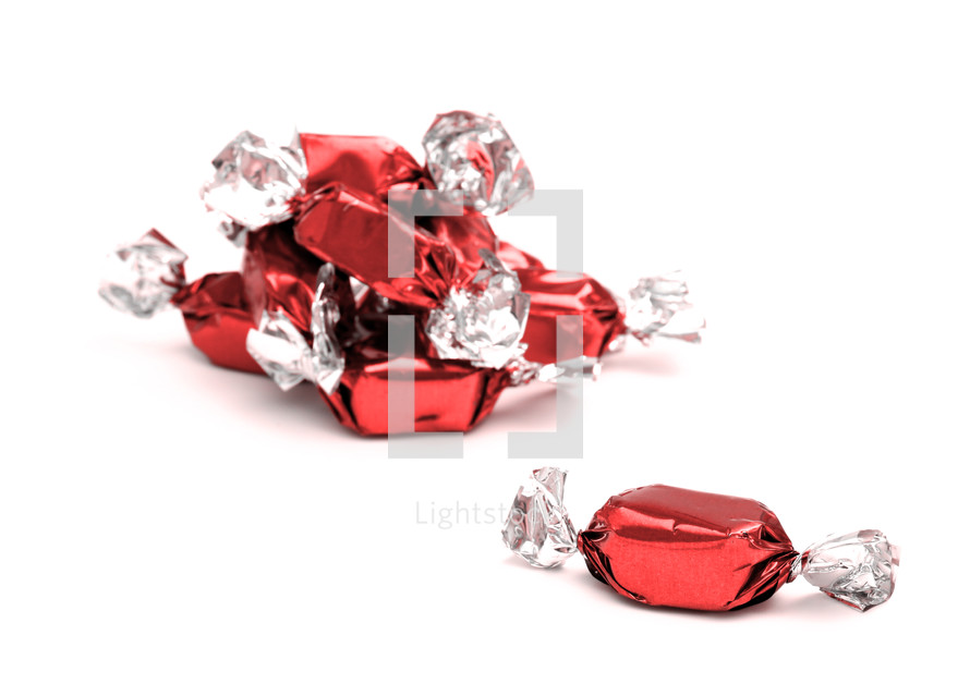 red foil wrapped hard candy 