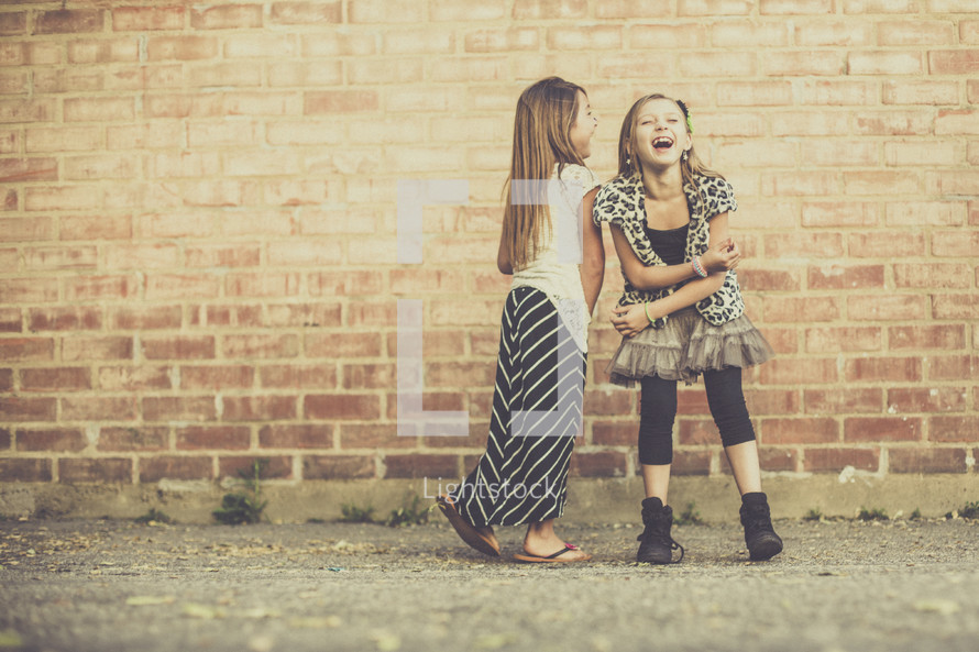 little girls giggling 