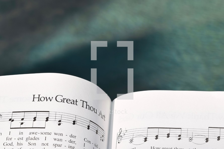 How Great Thou Art sheet music over water