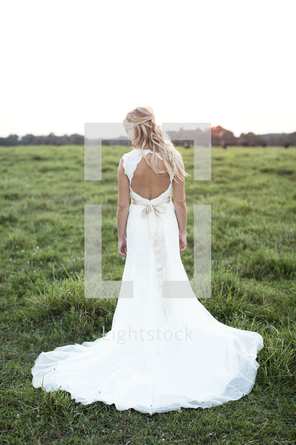 back of a bride in her bridal gown 