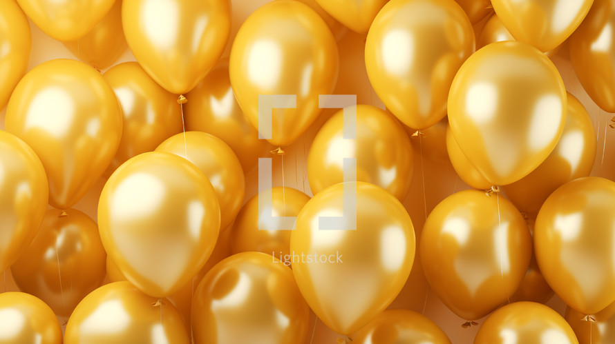 Party balloons texture with gold balloons. 