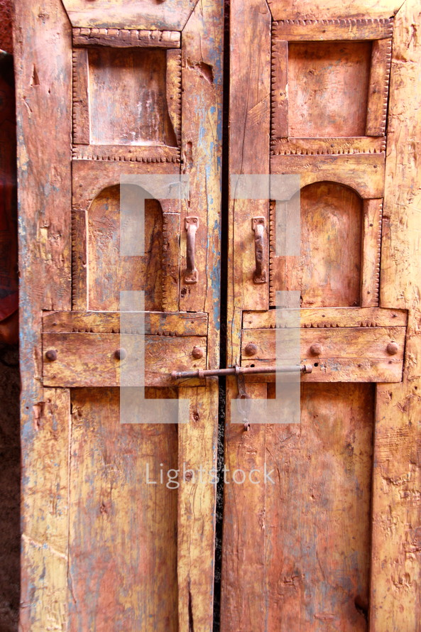 Heavy oriental hand made rustic wooden doors