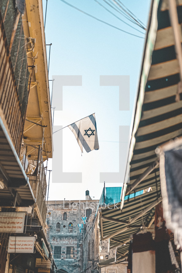 Israel's flag in city center