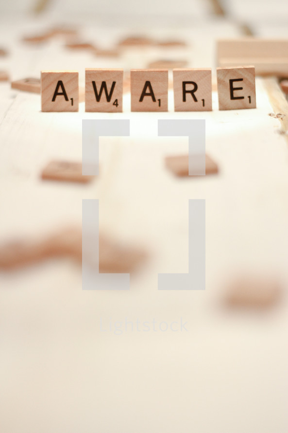 word aware from scrabble pieces 