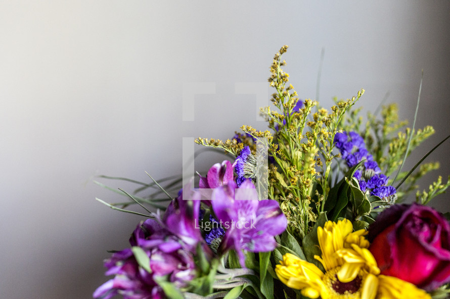 a bright floral arrangement with copyspace
