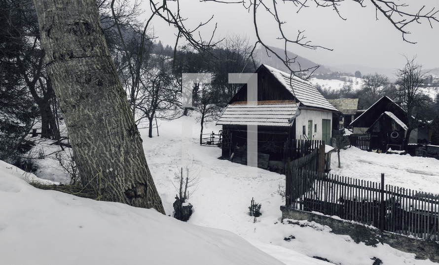 homes in snow 