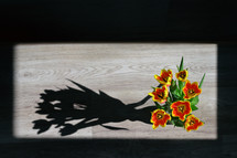 Vase of Tulips isolated on table in spring time