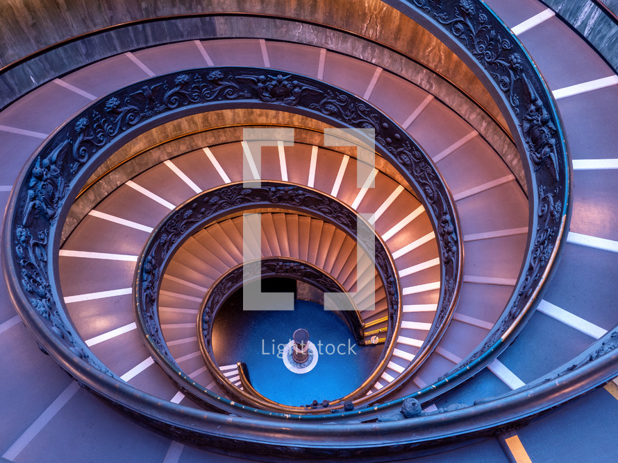 Bramante Staircase is a double helix, having two staircases allowing people to ascend without meeting 