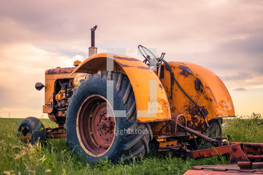 a tractor in a field 