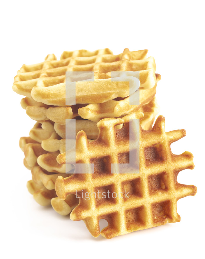Classic Belgian Waffles Isolated on a White Background