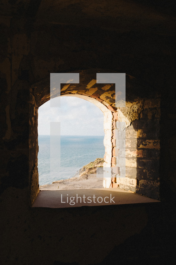 window view of the ocean in a fort 