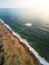 aerial view over shoreline 