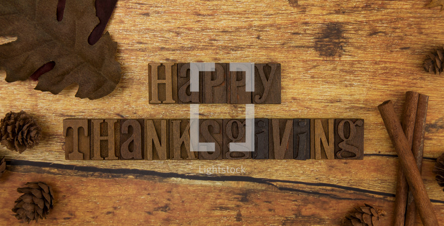 Thanksgiving Themed Background on a Wooden Table
